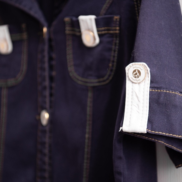 VTG 90s Baby Phat Y2K Denim Jacket 3XL Plus Size Stretchy Dark Wash Logo Buttons - Picture 4 of 8